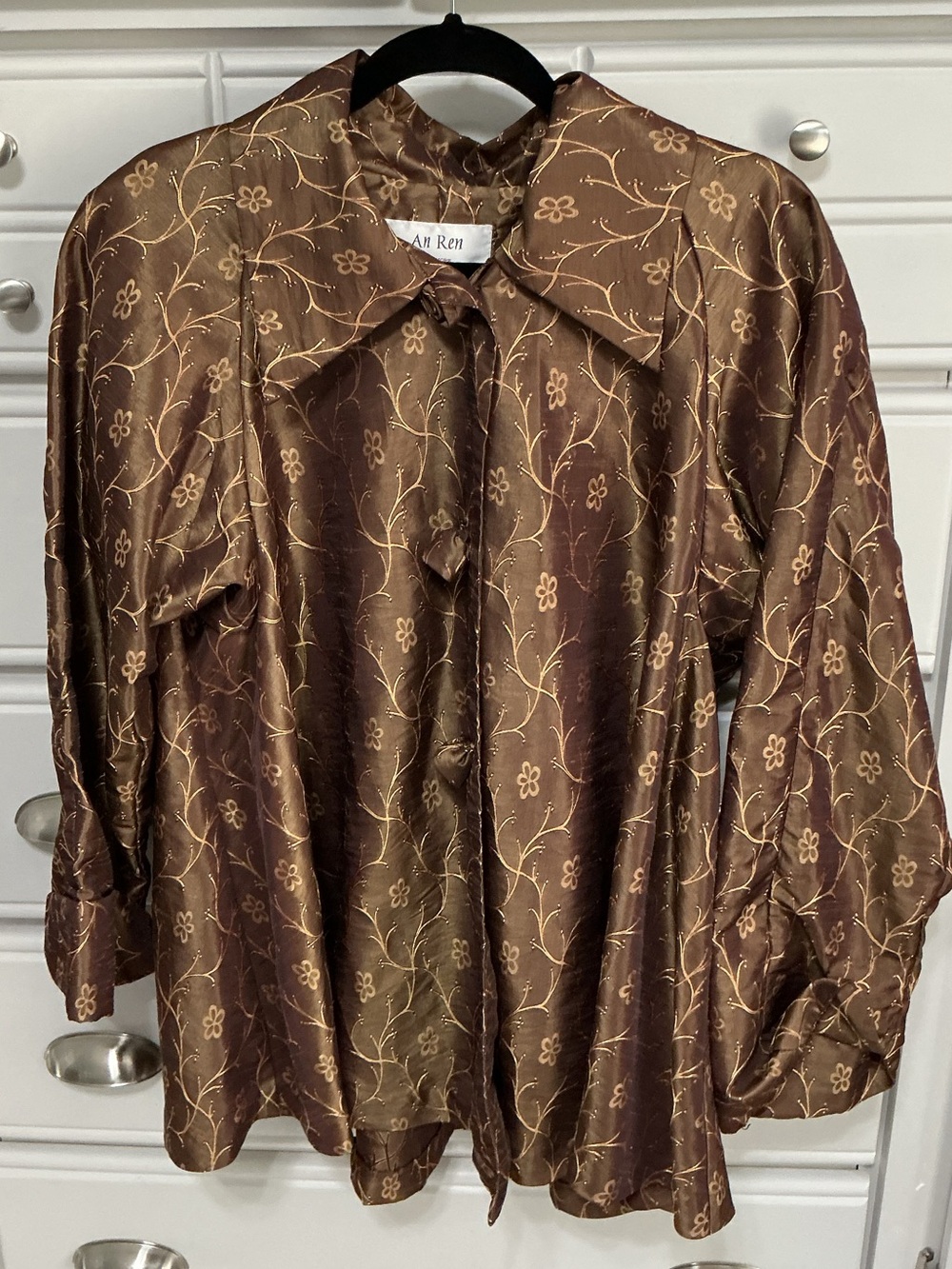 An Ren Rosette Button Flare Swing Shirt Jacket One Size